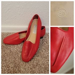 Vintage Coral Leather Red Flats